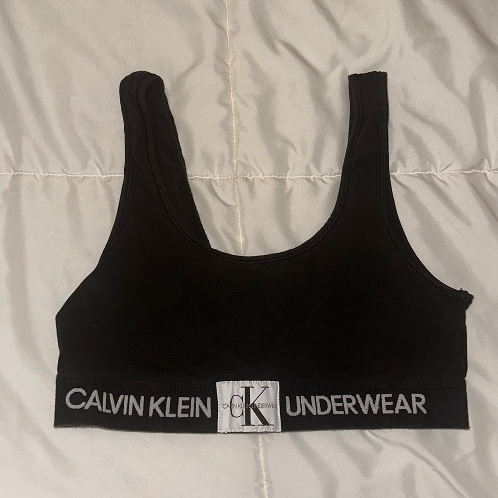 Calvin Klein Black Logo Cotton Bralette Size Medium